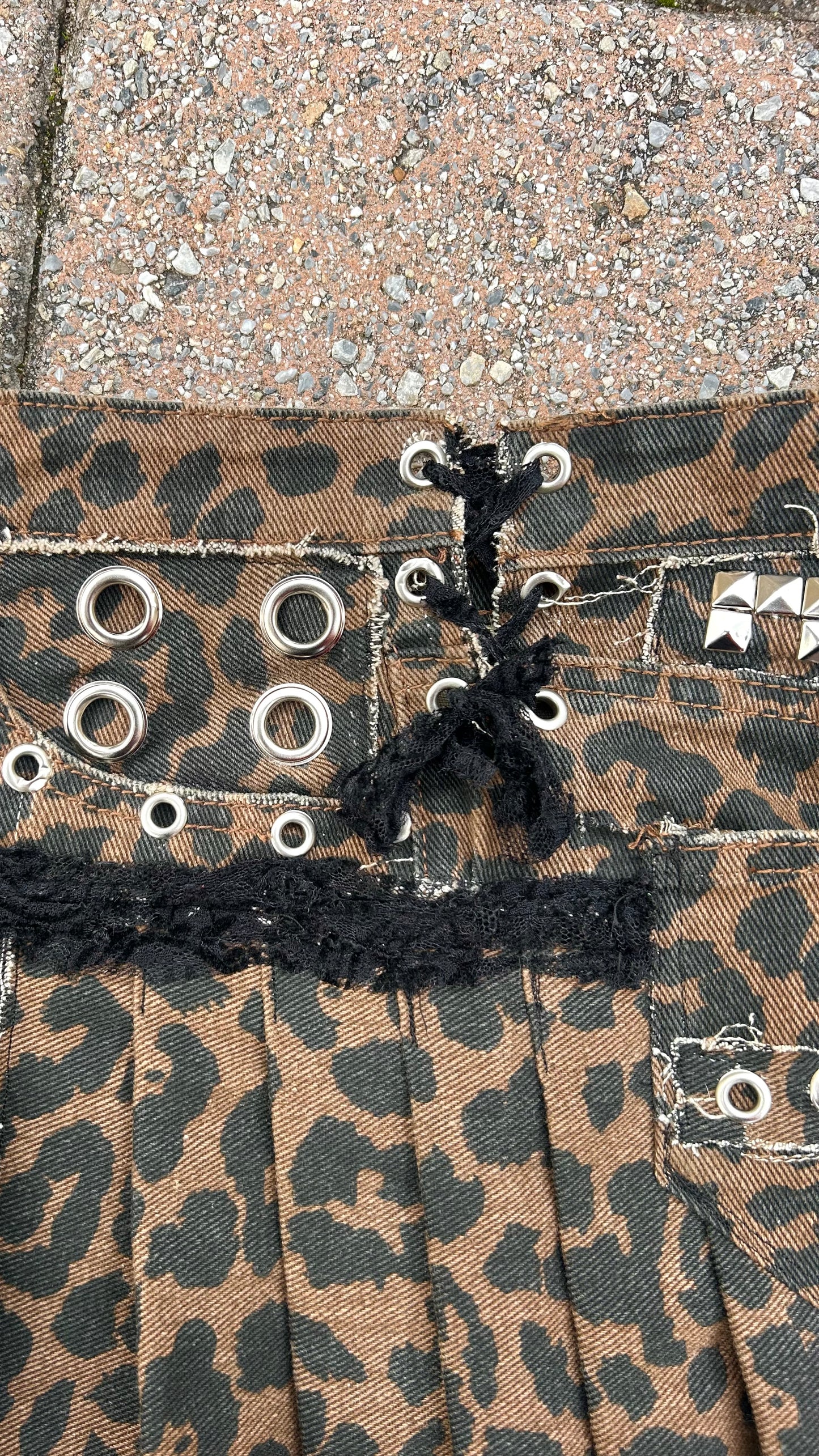 LosingMy5anity Studded Cheetah Mini Skirt