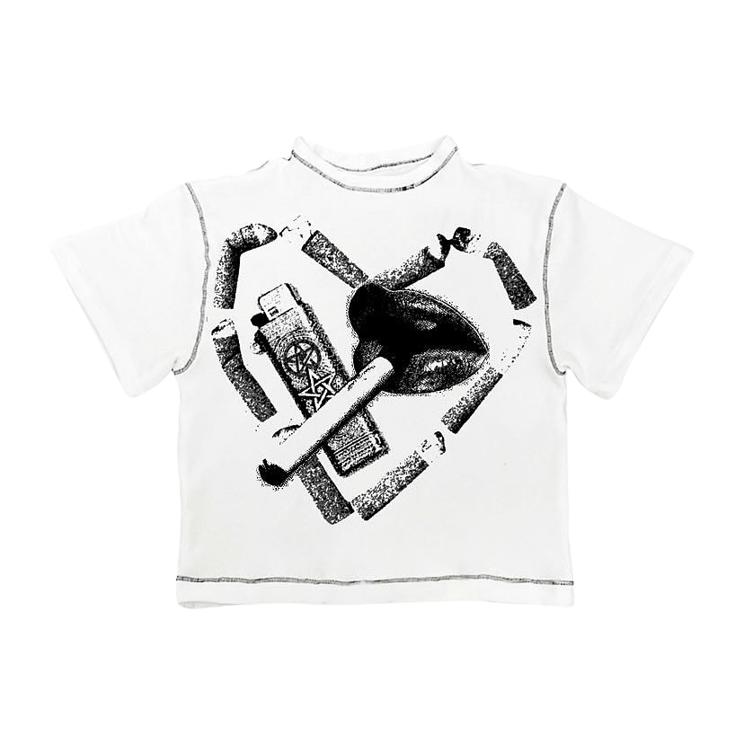 Dying 2 Live Contrast Stitch Tee - White