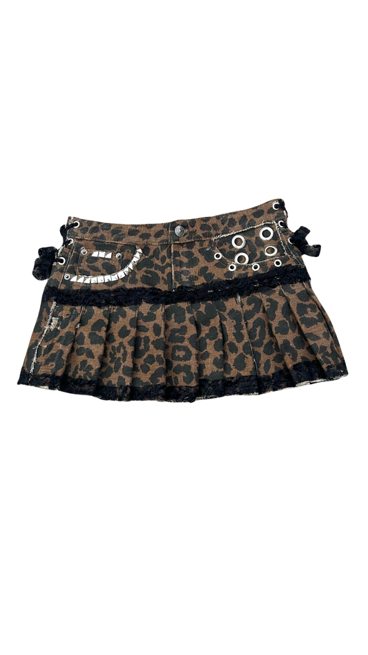 LosingMy5anity Studded Cheetah Mini Skirt