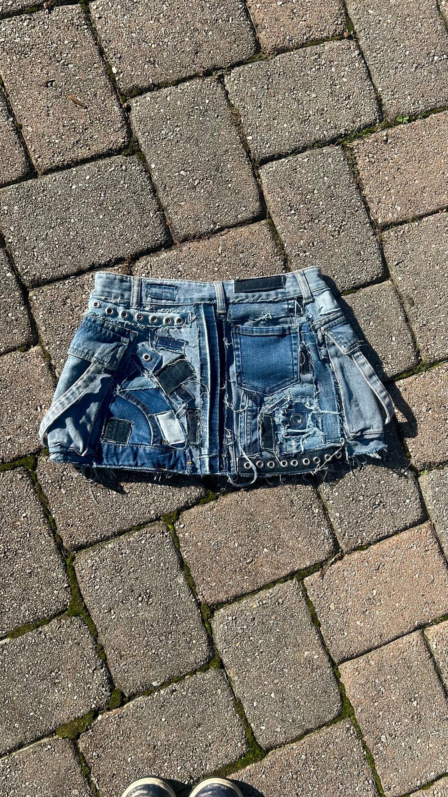 LosingMy5anity Blue Patchwork Mini Skirt