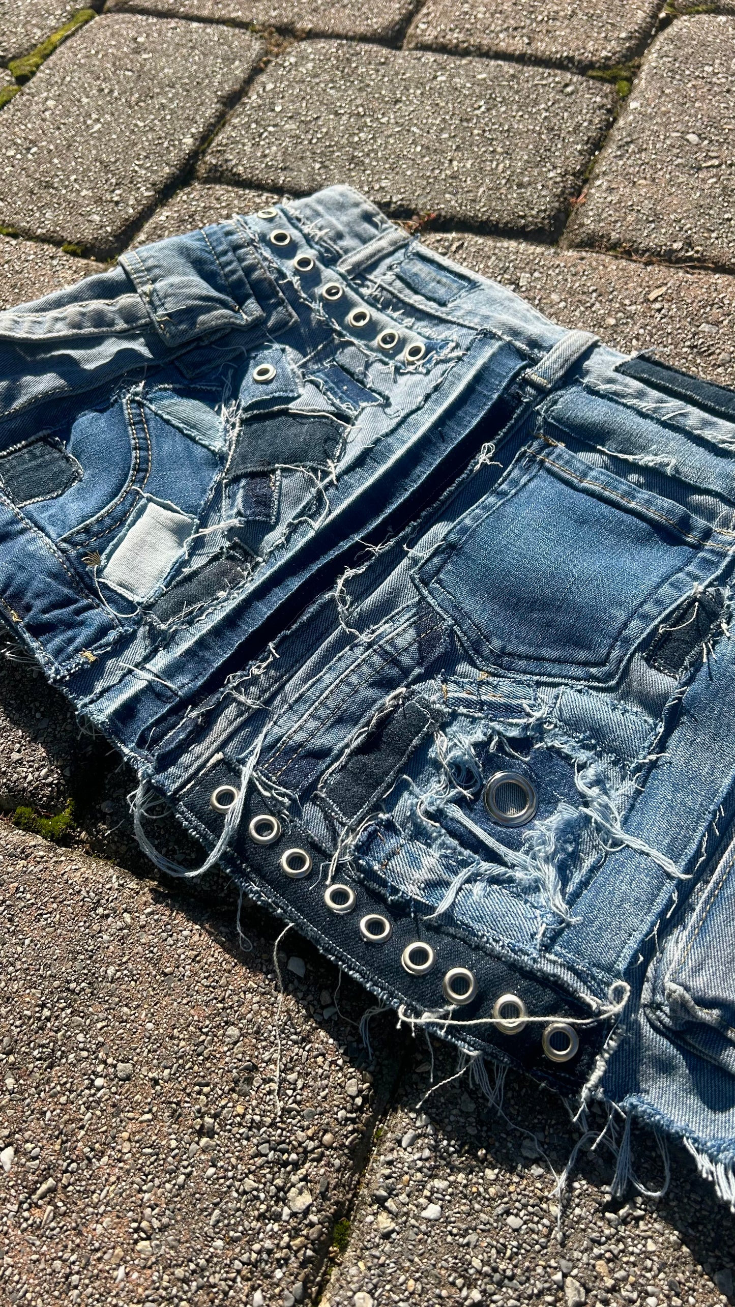 LosingMy5anity Blue Patchwork Mini Skirt