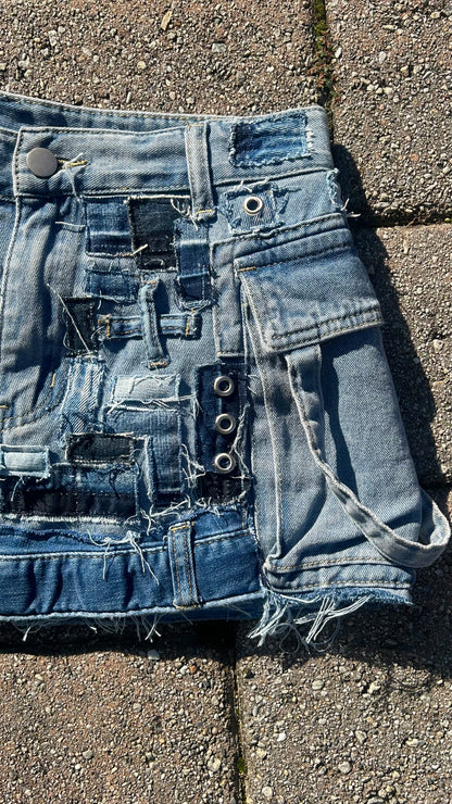 LosingMy5anity Blue Patchwork Mini Skirt