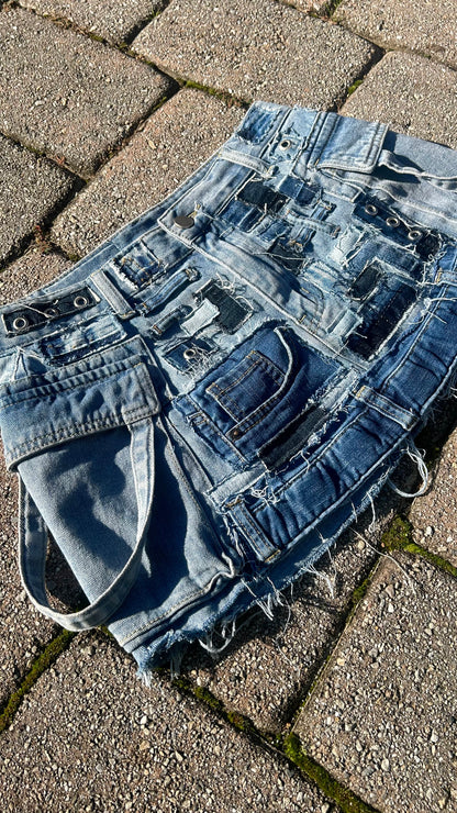 LosingMy5anity Blue Patchwork Mini Skirt