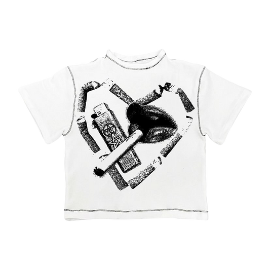 Dying 2 Live Contrast Stitch Tee - White